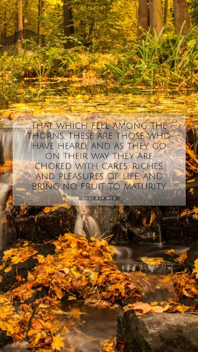 Picture 07 - Luke 8:14 WEB Mobile Phone Wallpaper - That which fell among the thorns, these are those - Mobile Bible Verse Wallpaper
