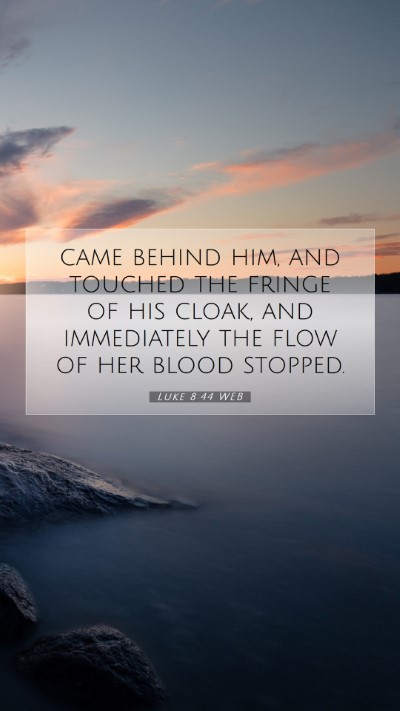 Picture 07 - Luke 8:44 WEB Mobile Phone Wallpaper - came behind him, and touched the fringe of his - Mobile Bible Verse Wallpaper