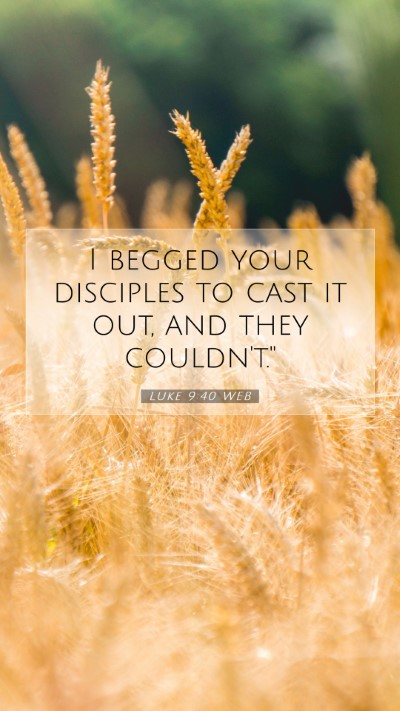 Picture 07 - Luke 9:40 WEB Mobile Phone Wallpaper - I begged your disciples to cast it out, and they - Mobile Bible Verse Wallpaper