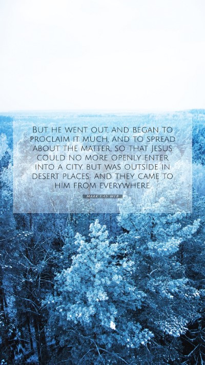 Picture 07 - Mark 1:45 WEB Mobile Phone Wallpaper - But he went out, and began to proclaim it much, - Mobile Bible Verse Wallpaper