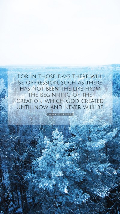 Picture 07 - Mark 13:19 WEB Mobile Phone Wallpaper - For in those days there will be oppression, such - Mobile Bible Verse Wallpaper