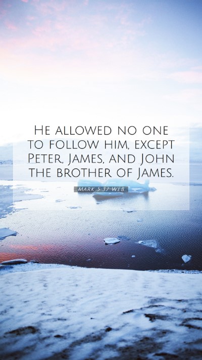 Picture 07 - Mark 5:37 WEB Mobile Phone Wallpaper - He allowed no one to follow him, except Peter, - Mobile Bible Verse Wallpaper