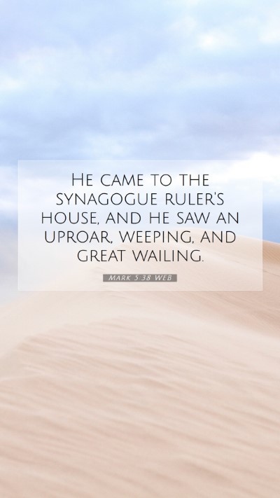 Picture 07 - Mark 5:38 WEB Mobile Phone Wallpaper - He came to the synagogue ruler's house, and he - Mobile Bible Verse Wallpaper