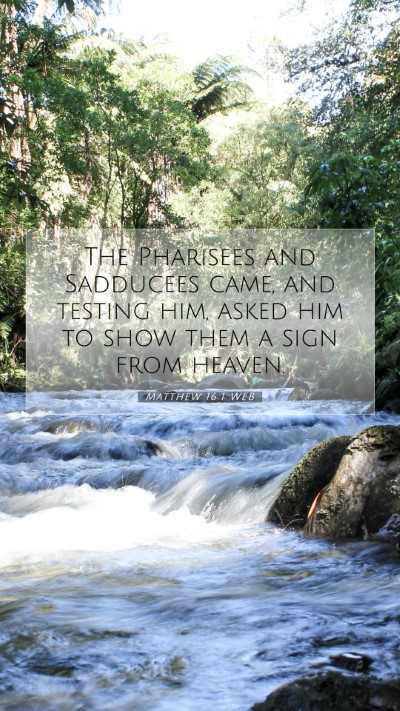 Picture 07 - Matthew 16:1 WEB Mobile Phone Wallpaper - The Pharisees and Sadducees came, and testing - Mobile Bible Verse Wallpaper