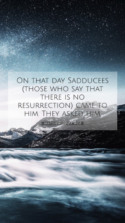 Picture 07 - Matthew 22:23 WEB Mobile Phone Wallpaper - On that day Sadducees (those who say that there - Mobile Bible Verse Wallpaper