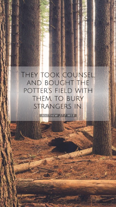 Picture 07 - Matthew 27:7 WEB Mobile Phone Wallpaper - They took counsel, and bought the potter's field - Mobile Bible Verse Wallpaper
