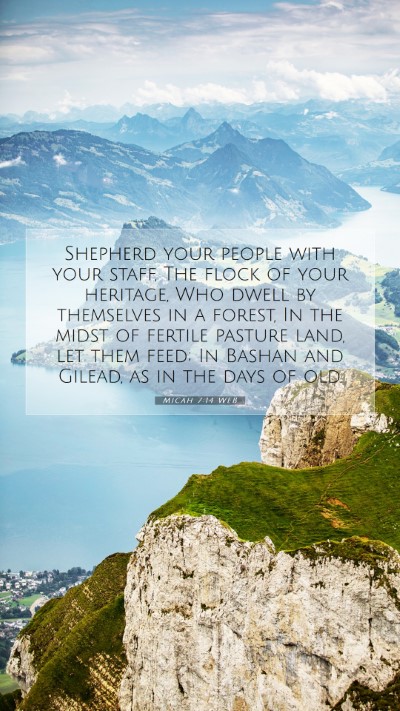 Picture 07 - Micah 7:14 WEB Mobile Phone Wallpaper - Shepherd your people with your staff, The flock - Mobile Bible Verse Wallpaper