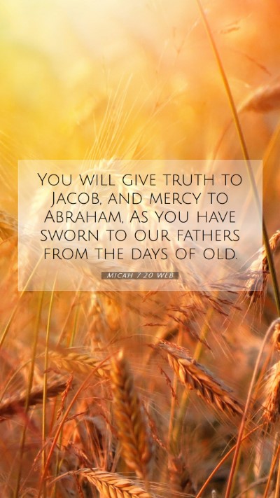 Picture 07 - Micah 7:20 WEB Mobile Phone Wallpaper - You will give truth to Jacob, and mercy to - Mobile Bible Verse Wallpaper