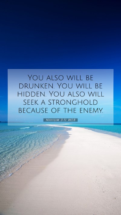 Picture 07 - Nahum 3:11 WEB Mobile Phone Wallpaper - You also will be drunken. You will be hidden. You - Mobile Bible Verse Wallpaper