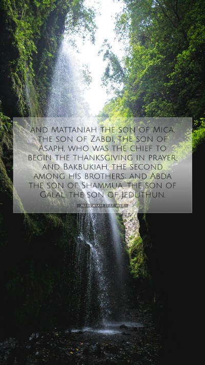 Picture 07 - Nehemiah 11:17 WEB Mobile Phone Wallpaper - and Mattaniah the son of Mica, the son of Zabdi, - Mobile Bible Verse Wallpaper