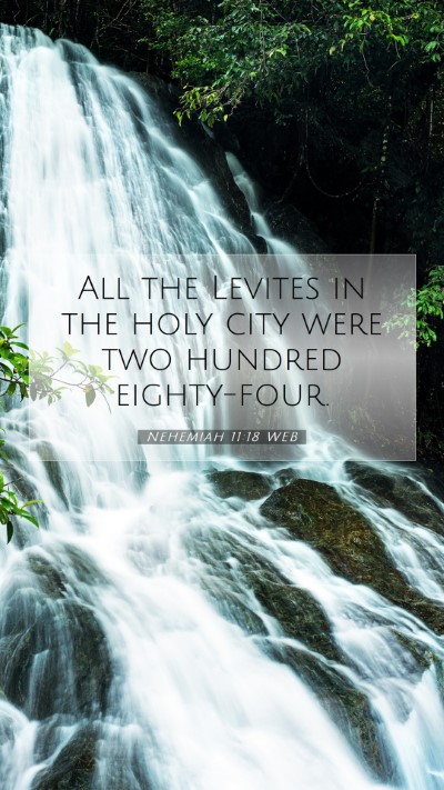 Picture 07 - Nehemiah 11:18 WEB Mobile Phone Wallpaper - All the Levites in the holy city were two hundred - Mobile Bible Verse Wallpaper