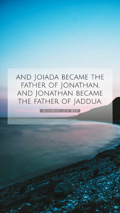 Picture 07 - Nehemiah 12:11 WEB Mobile Phone Wallpaper - and Joiada became the father of Jonathan, and - Mobile Bible Verse Wallpaper