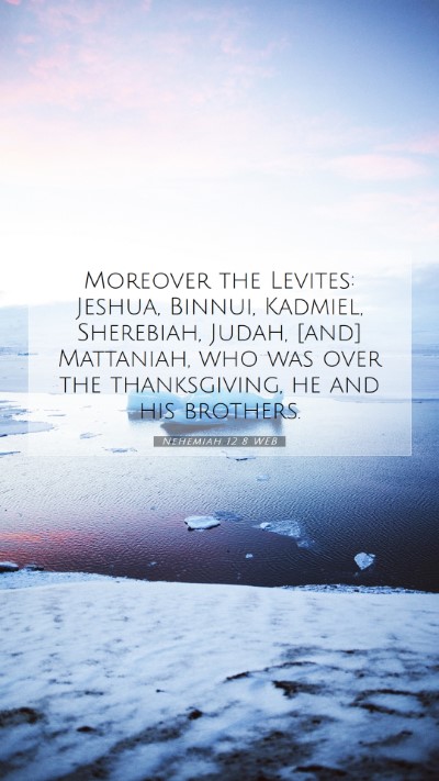 Picture 07 - Nehemiah 12:8 WEB Mobile Phone Wallpaper - Moreover the Levites: Jeshua, Binnui, Kadmiel, - Mobile Bible Verse Wallpaper
