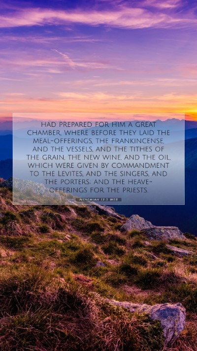 Picture 07 - Nehemiah 13:5 WEB Mobile Phone Wallpaper - had prepared for him a great chamber, where - Mobile Bible Verse Wallpaper