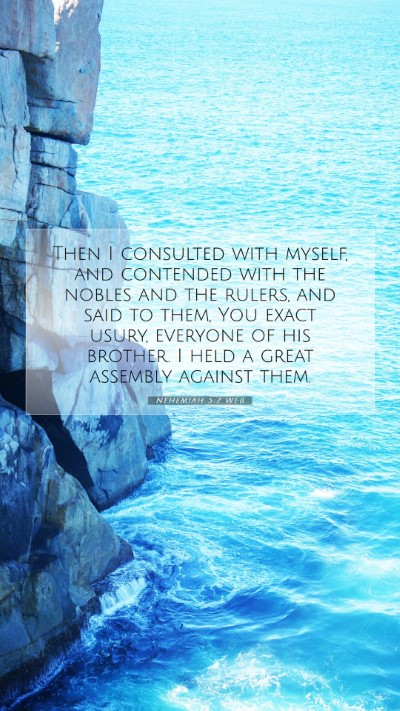 Picture 07 - Nehemiah 5:7 WEB Mobile Phone Wallpaper - Then I consulted with myself, and contended with - Mobile Bible Verse Wallpaper