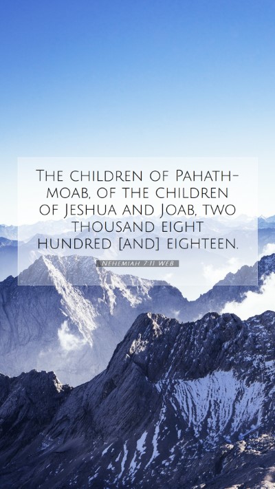 Picture 07 - Nehemiah 7:11 WEB Mobile Phone Wallpaper - The children of Pahath-moab, of the children of - Mobile Bible Verse Wallpaper