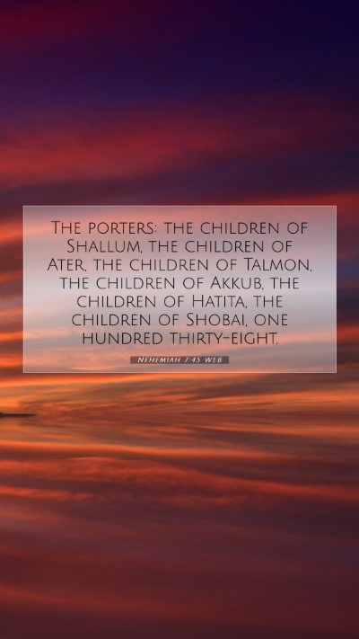 Picture 07 - Nehemiah 7:45 WEB Mobile Phone Wallpaper - The porters: the children of Shallum, the - Mobile Bible Verse Wallpaper