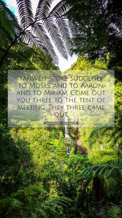 Picture 07 - Numbers 12:4 WEB Mobile Phone Wallpaper - Yahweh spoke suddenly to Moses, and to Aaron, and - Mobile Bible Verse Wallpaper