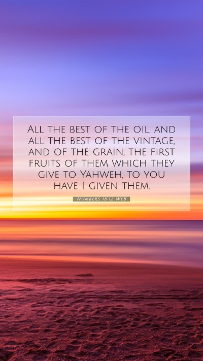 Picture 07 - Numbers 18:12 WEB Mobile Phone Wallpaper - All the best of the oil, and all the best of the - Mobile Bible Verse Wallpaper