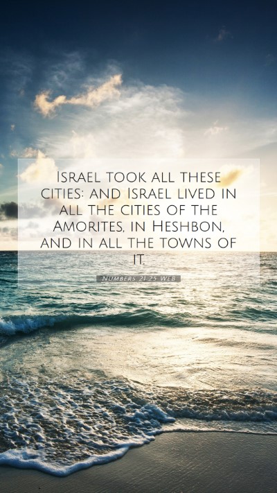 Picture 07 - Numbers 21:25 WEB Mobile Phone Wallpaper - Israel took all these cities: and Israel lived in - Mobile Bible Verse Wallpaper