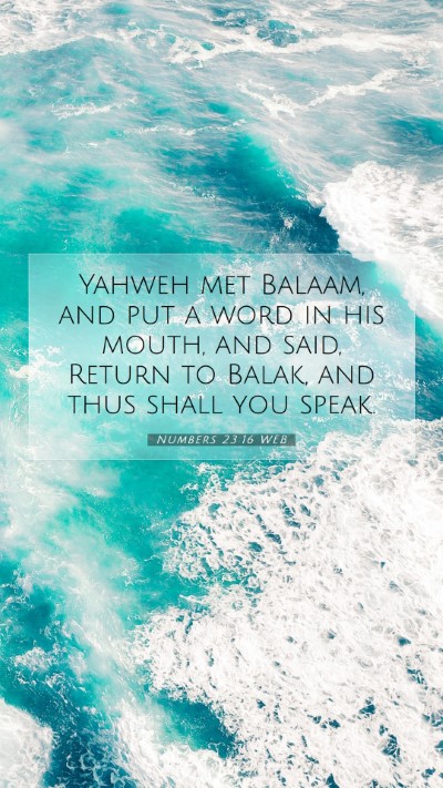 Picture 07 - Numbers 23:16 WEB Mobile Phone Wallpaper - Yahweh met Balaam, and put a word in his mouth, - Mobile Bible Verse Wallpaper