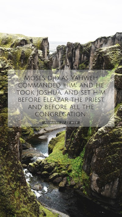 Picture 07 - Numbers 27:22 WEB Mobile Phone Wallpaper - Moses did as Yahweh commanded him; and he took - Mobile Bible Verse Wallpaper