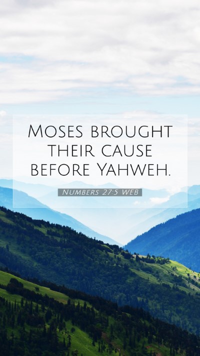 Picture 07 - Numbers 27:5 WEB Mobile Phone Wallpaper - Moses brought their cause before - Mobile Bible Verse Wallpaper
