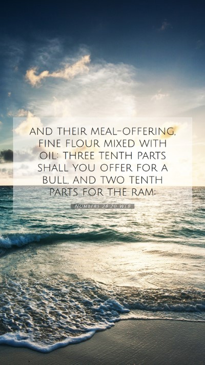 Picture 07 - Numbers 28:20 WEB Mobile Phone Wallpaper - and their meal-offering, fine flour mixed with - Mobile Bible Verse Wallpaper