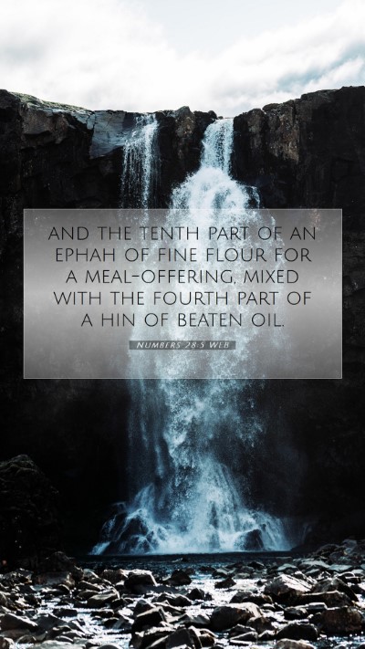 Picture 07 - Numbers 28:5 WEB Mobile Phone Wallpaper - and the tenth part of an ephah of fine flour for - Mobile Bible Verse Wallpaper