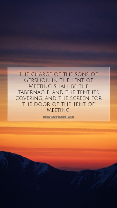 Picture 07 - Numbers 3:25 WEB Mobile Phone Wallpaper - The charge of the sons of Gershon in the Tent of - Mobile Bible Verse Wallpaper
