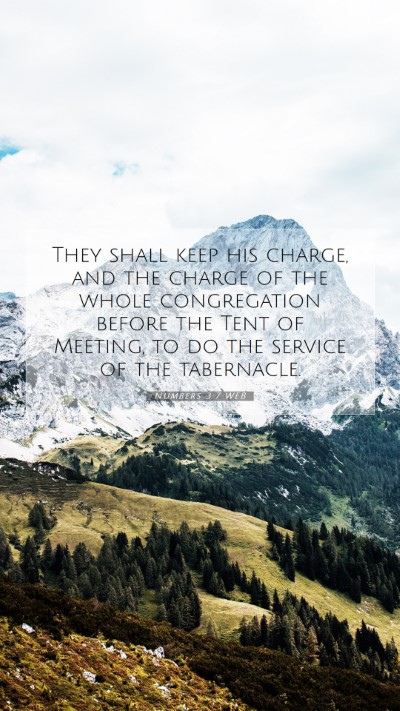 Picture 07 - Numbers 3:7 WEB Mobile Phone Wallpaper - They shall keep his charge, and the charge of the - Mobile Bible Verse Wallpaper