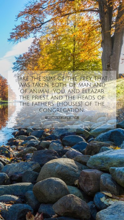 Picture 07 - Numbers 31:26 WEB Mobile Phone Wallpaper - Take the sum of the prey that was taken, both of - Mobile Bible Verse Wallpaper