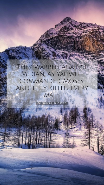 Picture 07 - Numbers 31:7 WEB Mobile Phone Wallpaper - They warred against Midian, as Yahweh commanded - Mobile Bible Verse Wallpaper