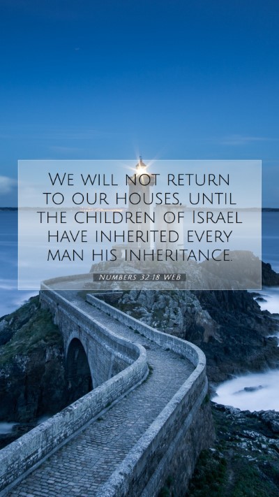 Picture 07 - Numbers 32:18 WEB Mobile Phone Wallpaper - We will not return to our houses, until the - Mobile Bible Verse Wallpaper