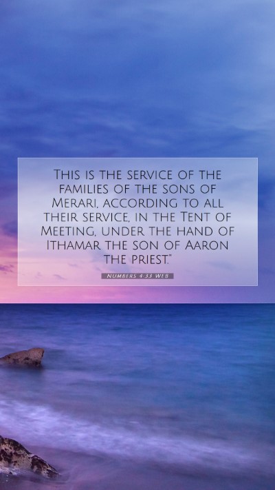 Picture 07 - Numbers 4:33 WEB Mobile Phone Wallpaper - This is the service of the families of the sons - Mobile Bible Verse Wallpaper