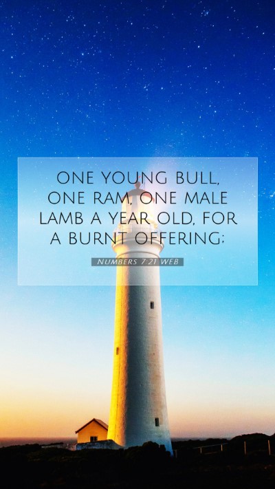 Picture 07 - Numbers 7:21 WEB Mobile Phone Wallpaper - one young bull, one ram, one male lamb a year - Mobile Bible Verse Wallpaper