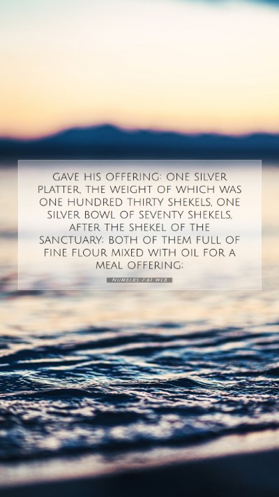 Picture 07 - Numbers 7:61 WEB Mobile Phone Wallpaper - gave his offering: one silver platter, the weight - Mobile Bible Verse Wallpaper