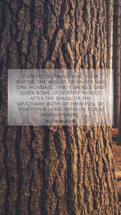 Picture 07 - Numbers 7:67 WEB Mobile Phone Wallpaper - gave his offering: one silver platter, the weight - Mobile Bible Verse Wallpaper