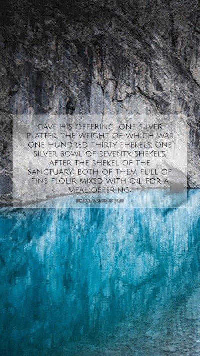 Picture 07 - Numbers 7:79 WEB Mobile Phone Wallpaper - gave his offering: one silver platter, the weight - Mobile Bible Verse Wallpaper