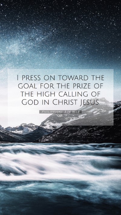 Picture 07 - Philippians 3:14 WEB Mobile Phone Wallpaper - I press on toward the goal for the prize of the - Mobile Bible Verse Wallpaper