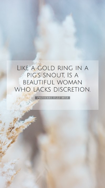 Picture 07 - Proverbs 11:22 WEB Mobile Phone Wallpaper - Like a gold ring in a pig's snout, Is a beautiful - Mobile Bible Verse Wallpaper