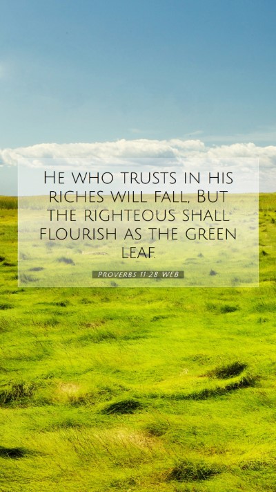 Picture 07 - Proverbs 11:28 WEB Mobile Phone Wallpaper - He who trusts in his riches will fall, But the - Mobile Bible Verse Wallpaper