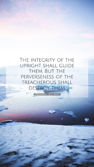 Picture 07 - Proverbs 11:3 WEB Mobile Phone Wallpaper - The integrity of the upright shall guide them, - Mobile Bible Verse Wallpaper