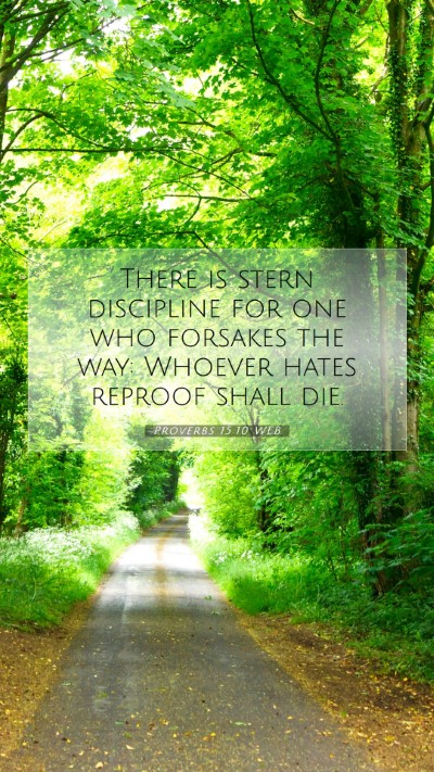 Picture 07 - Proverbs 15:10 WEB Mobile Phone Wallpaper - There is stern discipline for one who forsakes - Mobile Bible Verse Wallpaper