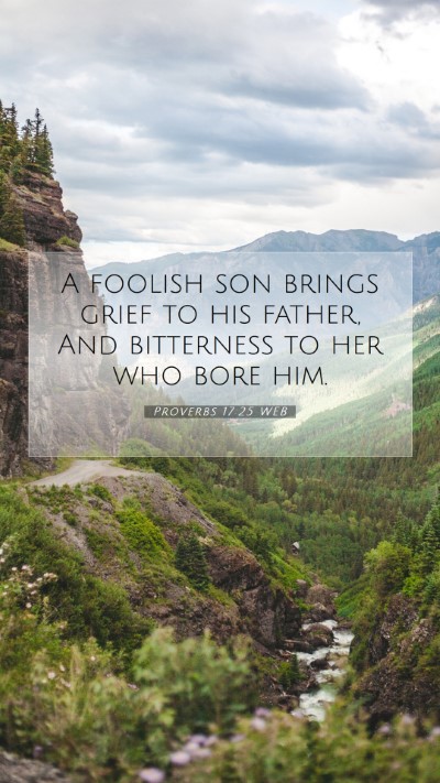 Picture 07 - Proverbs 17:25 WEB Mobile Phone Wallpaper - A foolish son brings grief to his father, And - Mobile Bible Verse Wallpaper