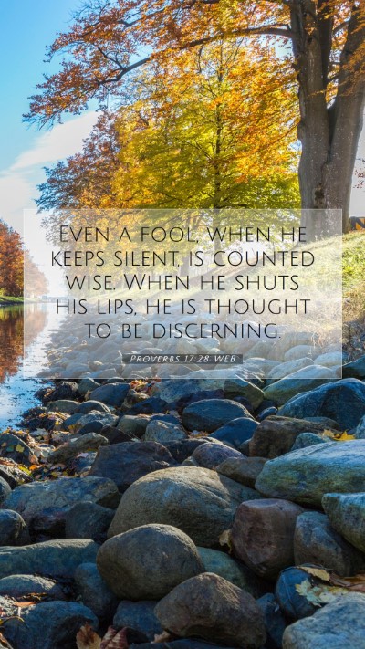 Picture 07 - Proverbs 17:28 WEB Mobile Phone Wallpaper - Even a fool, when he keeps silent, is counted - Mobile Bible Verse Wallpaper