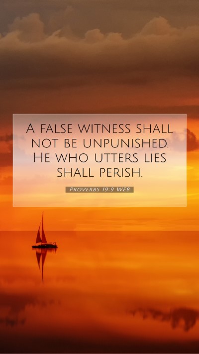 Picture 07 - Proverbs 19:9 WEB Mobile Phone Wallpaper - A false witness shall not be unpunished. He who - Mobile Bible Verse Wallpaper