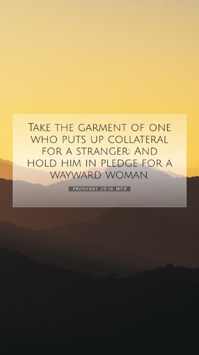 Picture 07 - Proverbs 20:16 WEB Mobile Phone Wallpaper - Take the garment of one who puts up collateral - Mobile Bible Verse Wallpaper