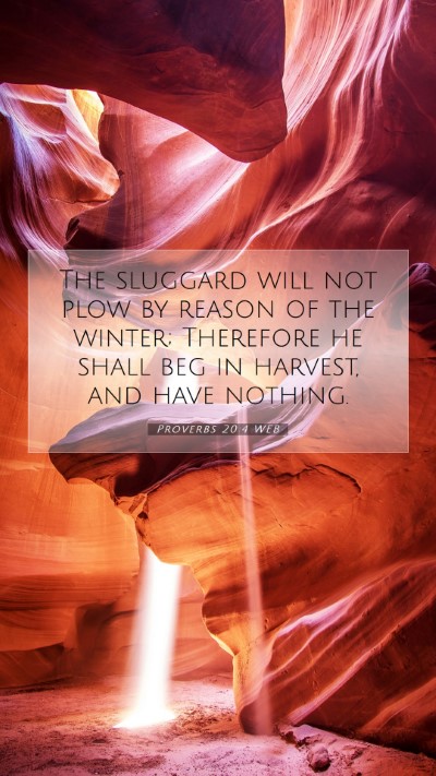Picture 07 - Proverbs 20:4 WEB Mobile Phone Wallpaper - The sluggard will not plow by reason of the - Mobile Bible Verse Wallpaper