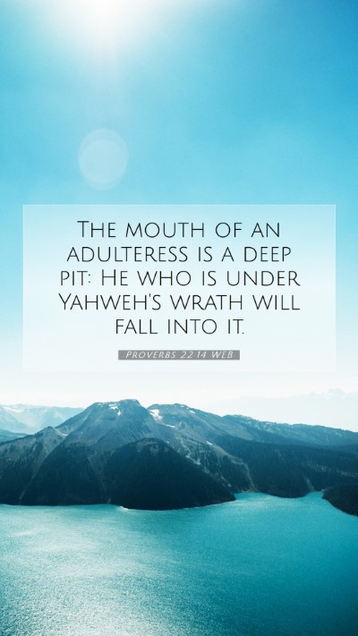 Picture 07 - Proverbs 22:14 WEB Mobile Phone Wallpaper - The mouth of an adulteress is a deep pit: He who - Mobile Bible Verse Wallpaper